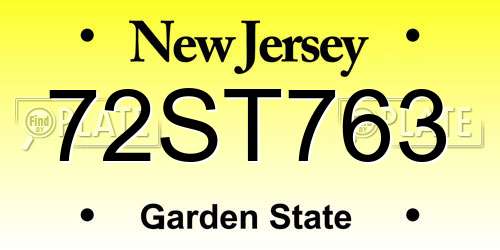 72ST763 New Jersey License Plate