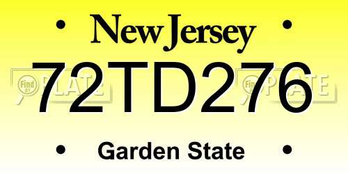 72TD276 New Jersey License Plate