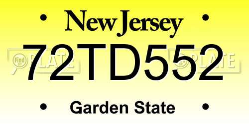 72TD552 New Jersey License Plate