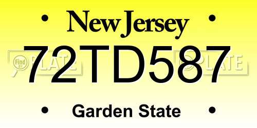72TD587 New Jersey License Plate