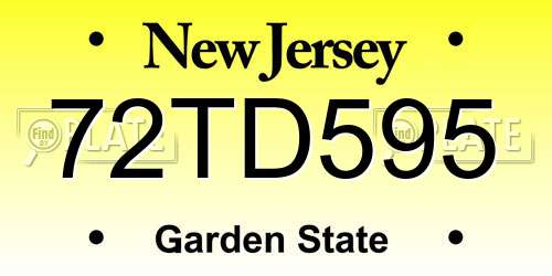 72TD595 New Jersey License Plate