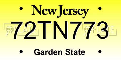 72TN773 New Jersey License Plate