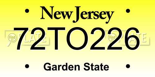 72TO226 New Jersey License Plate
