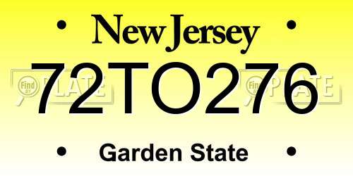 72TO276 New Jersey License Plate