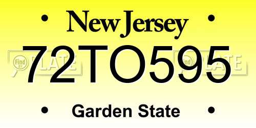 72TO595 New Jersey License Plate