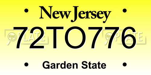 72TO776 New Jersey License Plate
