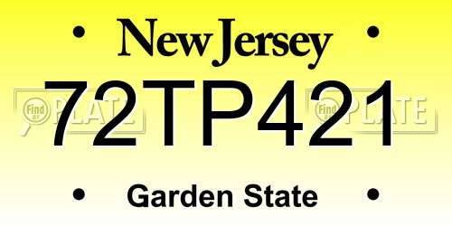 72TP421 New Jersey License Plate