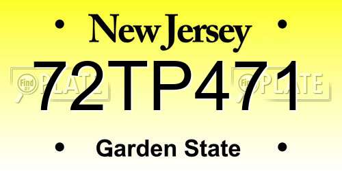 72TP471 New Jersey License Plate