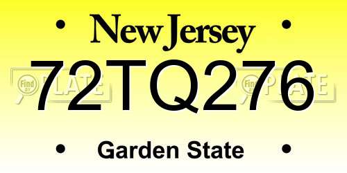 72TQ276 New Jersey License Plate