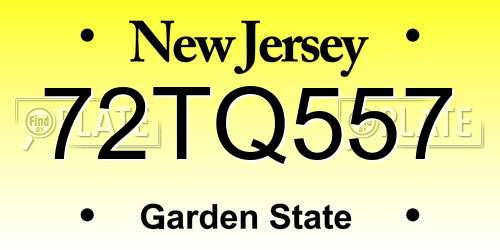 72TQ557 New Jersey License Plate