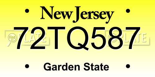 72TQ587 New Jersey License Plate