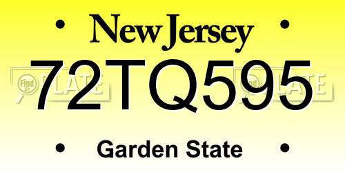 72TQ595 New Jersey License Plate