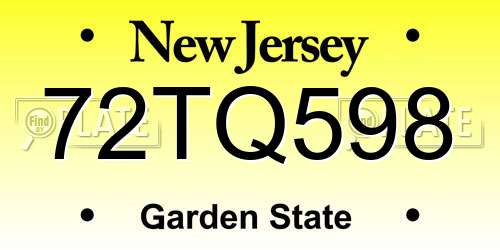 72TQ598 New Jersey License Plate