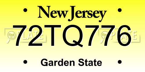 72TQ776 New Jersey License Plate