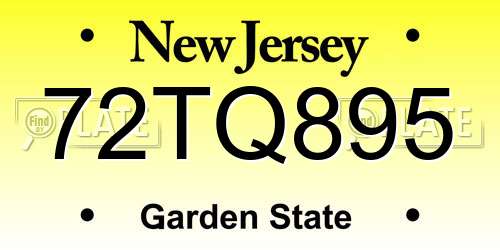 72TQ895 New Jersey License Plate