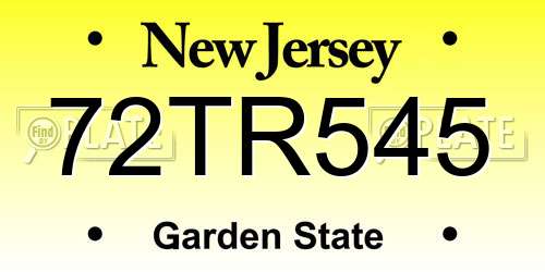 72TR545 New Jersey License Plate