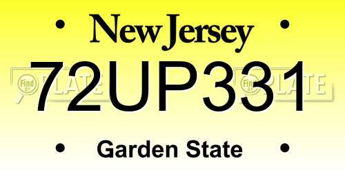 72UP331 New Jersey License Plate