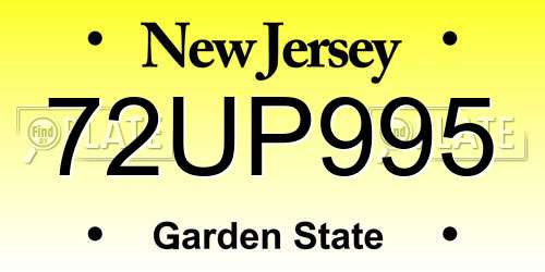 72UP995 New Jersey License Plate