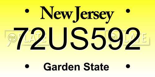 72US592 New Jersey License Plate