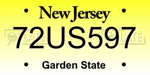 72US597 New Jersey License Plate