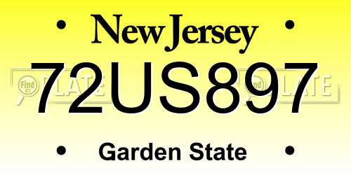 72US897 New Jersey License Plate