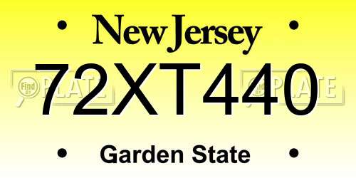 72XT440 New Jersey License Plate
