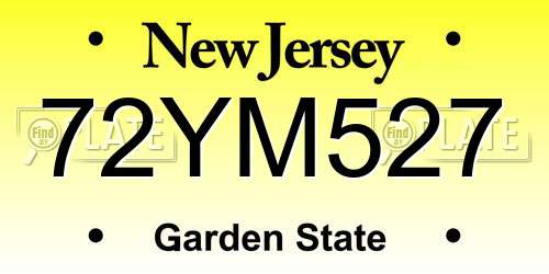72YM527 New Jersey License Plate