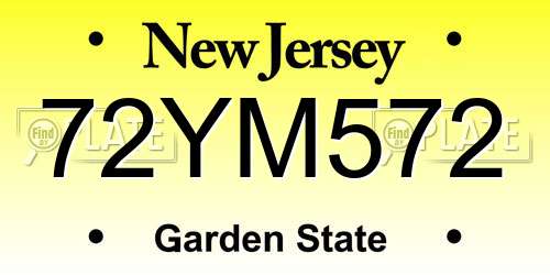 72YM572 New Jersey License Plate