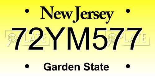 72YM577 New Jersey License Plate