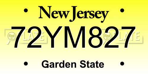72YM827 New Jersey License Plate