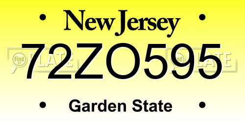 72ZO595 New Jersey License Plate