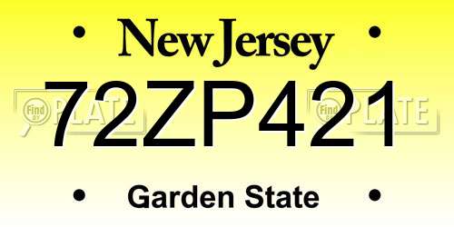 72ZP421 New Jersey License Plate