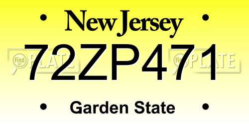 72ZP471 New Jersey License Plate