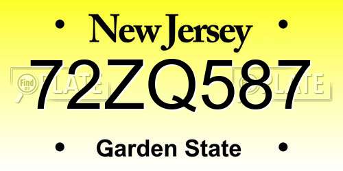 72ZQ587 New Jersey License Plate