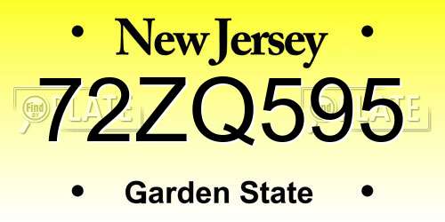 72ZQ595 New Jersey License Plate