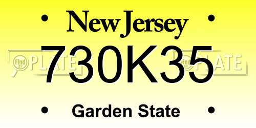730K35 New Jersey License Plate
