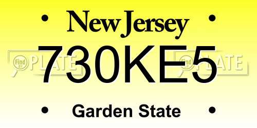 730KE5 New Jersey License Plate