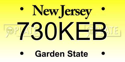 730KEB New Jersey License Plate