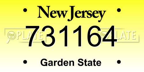 731164 New Jersey License Plate