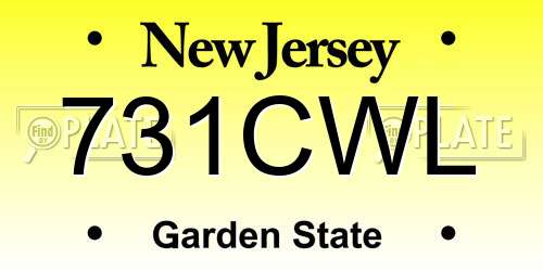731CWL New Jersey License Plate
