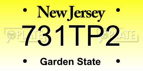 731TP2 New Jersey License Plate