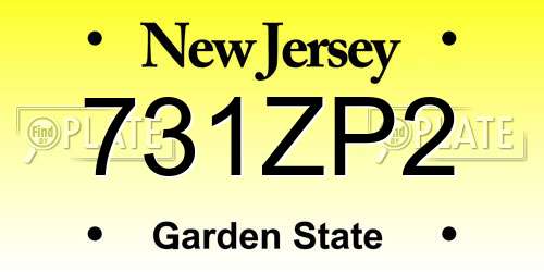 731ZP2 New Jersey License Plate
