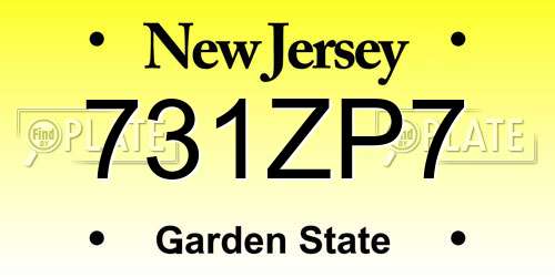 731ZP7 New Jersey License Plate