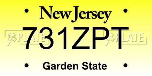 731ZPT New Jersey License Plate