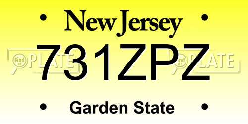 731ZPZ New Jersey License Plate