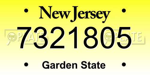 7321805 New Jersey License Plate