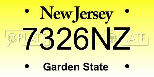 7326NZ New Jersey License Plate