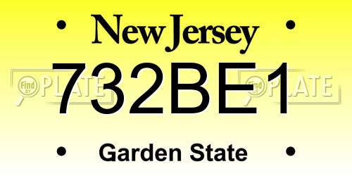 732BE1 New Jersey License Plate