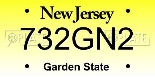 732GN2 New Jersey License Plate