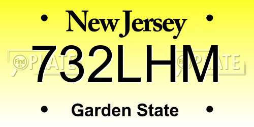 732LHM New Jersey License Plate